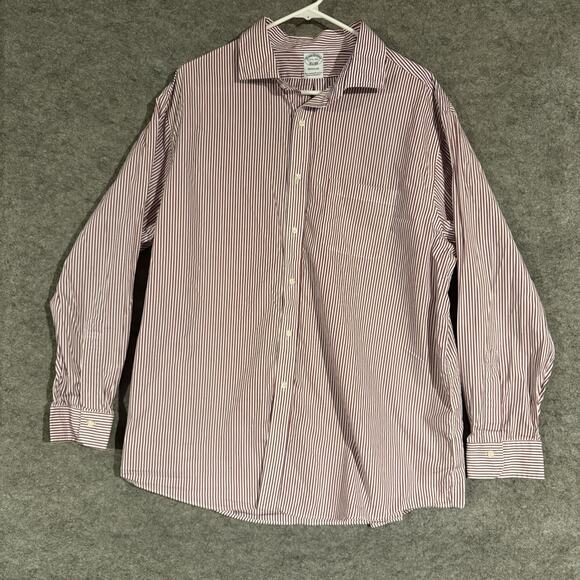 Brooks Brothers Button Down Shirt Men Sz 17.5 34 Office Stripes Academia Preppy - Picture 1 of 8